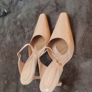 Gianni Bini Beige Pointed-Toe Slingback Heels